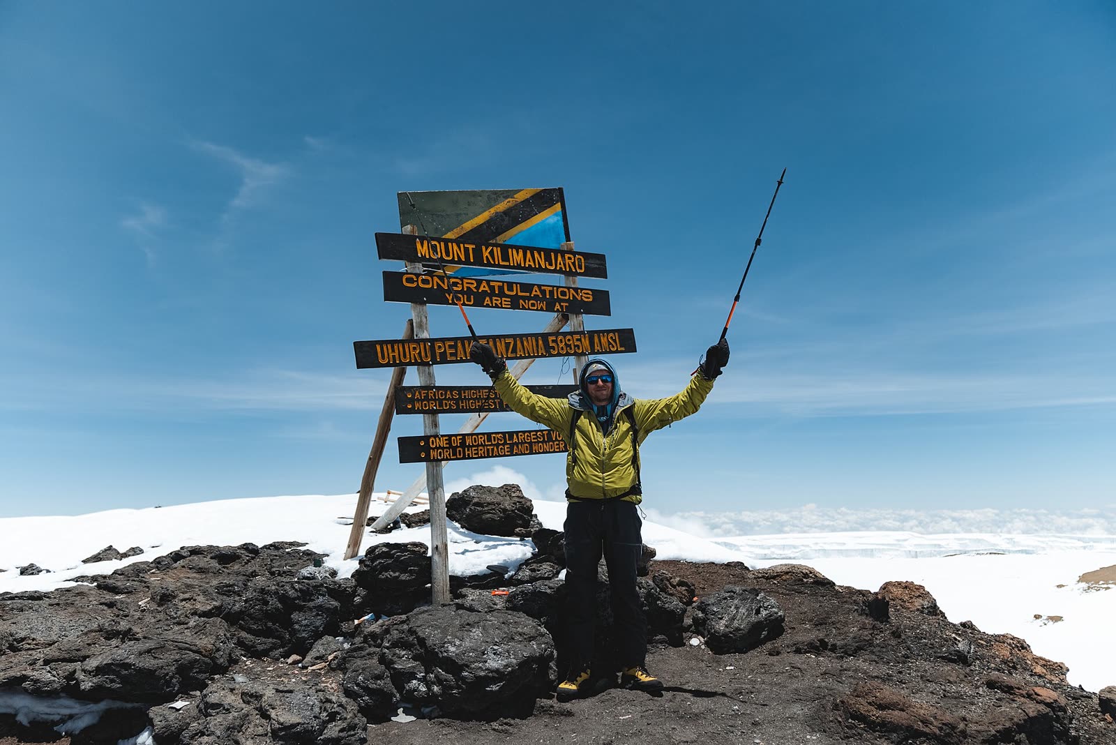 Uhuru Peak, le point le plus haut d'Afrique.